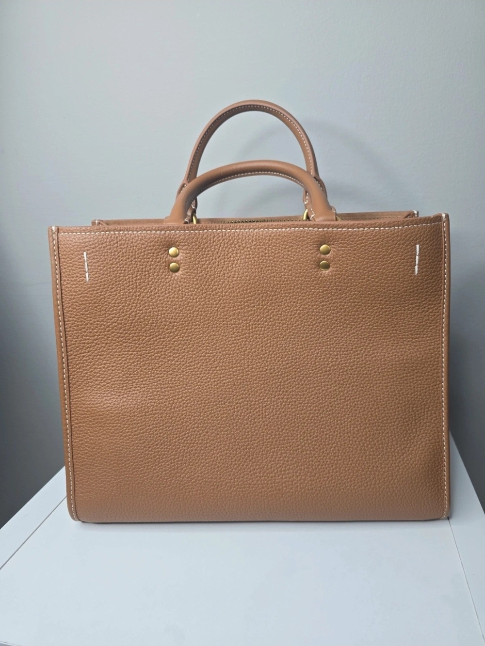 Quince Italian Leather Medium Convertible Satchel Handbag - Cognac Tan